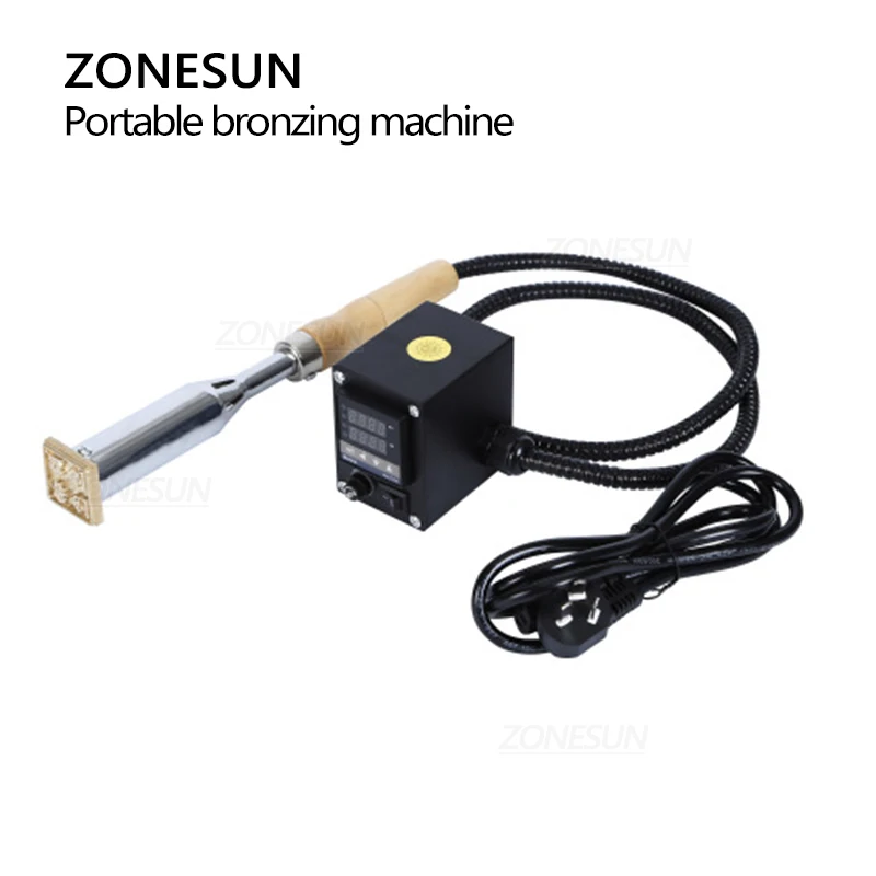 ZONESUN Portable Manual Leather Bread Paper Card Hot Stamping Embossing Machine Branding Iron With Adjustable Temperature