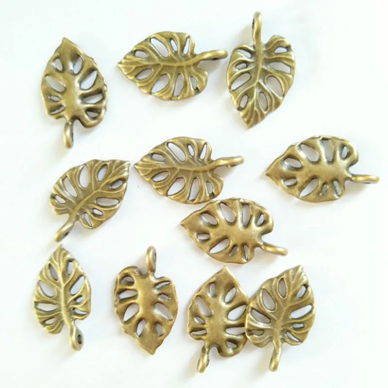 20pcs Alloy Hollow Leaf Charms Antique Bronze Cute leaves Necklace Bracelet Pendant Earrings Jewelry Making Accessory 15*12mm