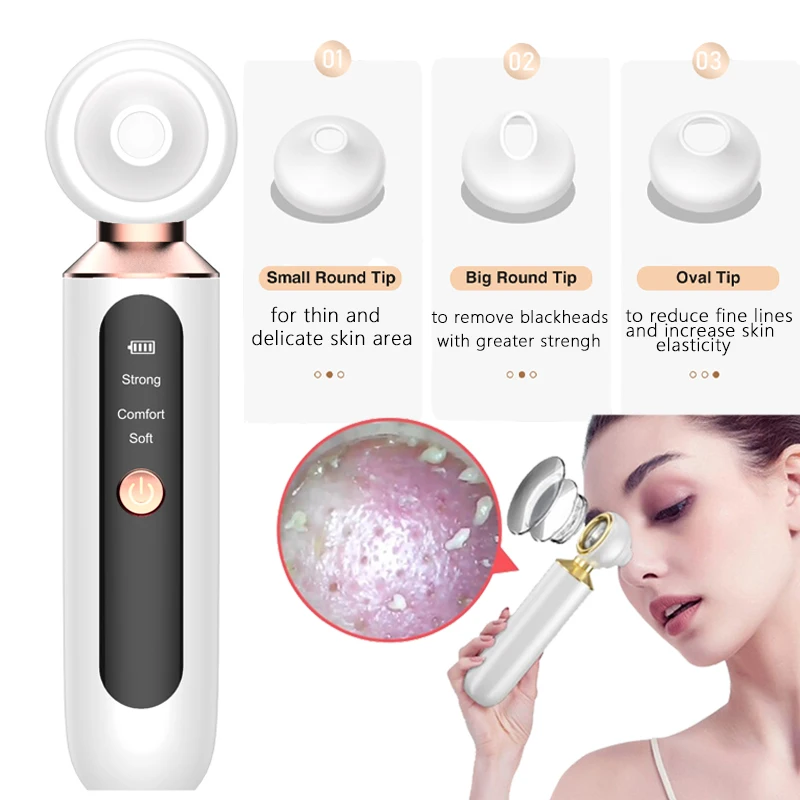 

Electric Vacuum Blackhead Acne Pore Magnifying Glass Cleaner Skin Deep Cleaning USB Rechargeable Face Pimple Tool with LED Light