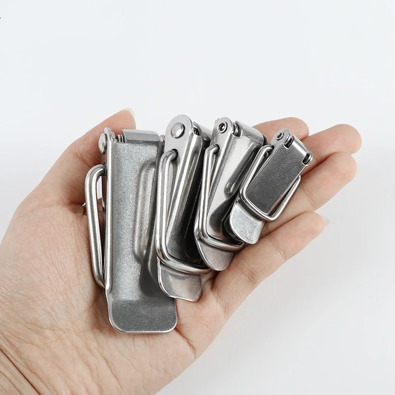 1-6PC Cabinet Box Locks Spring Loaded Latch Catch Toggle steel Hasps For Wooden case Sliding Door Window Furniture Hardware