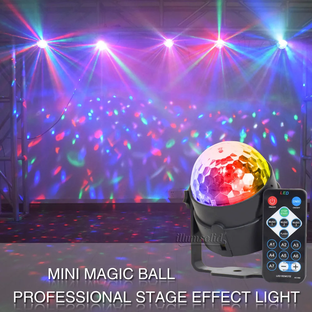 Mini RGB LED Crystal Magic Ball Stage Effect Lighting Lamp Bulb Party Disco Club DJ Light Laser Show