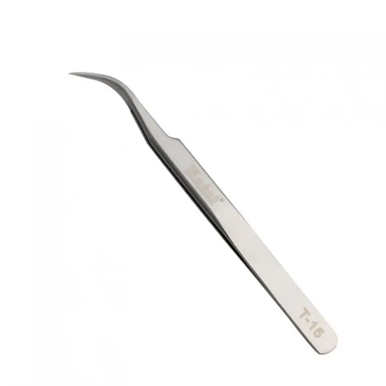 Rvs Anti-Zuur Fine Tip Gebogen Dull Poolse Pincet Tang Tool