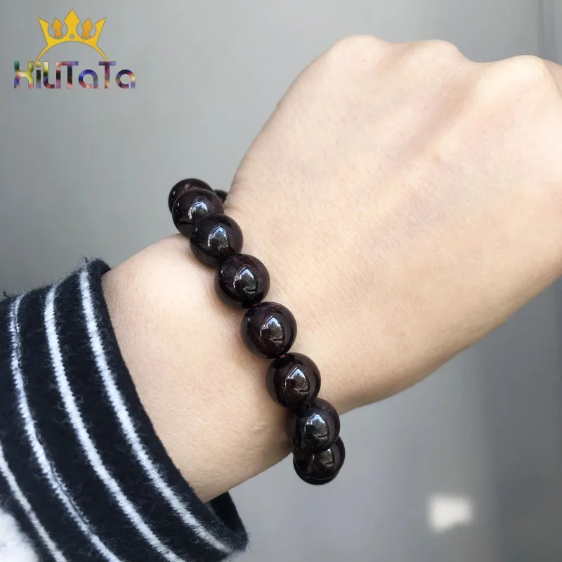 Natürliche, dunkelrote Granatperlen, runde, lose Perlen zum Basteln von Schmuck, für DIY-Armbänder, Halsketten und andere Accessoires, 15 Zoll, 4/6/8/10/12 mm. – Detail 4