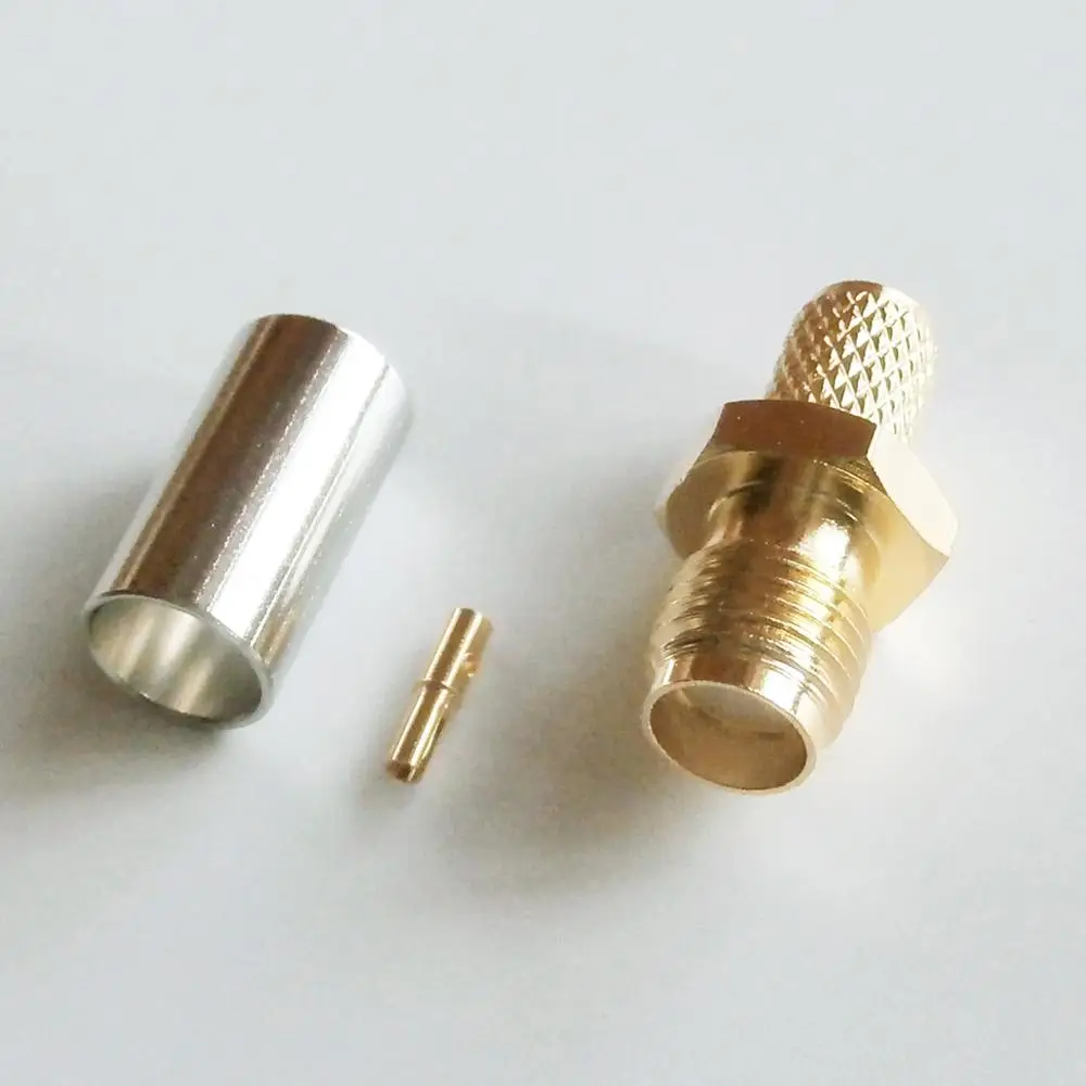 1X Pcs High-quality RF Coax Connector Socket SMA Female Jack Crimp for LMR195 RG58 RG142 RG223 RG400 Cable Plug Gold Coaxial