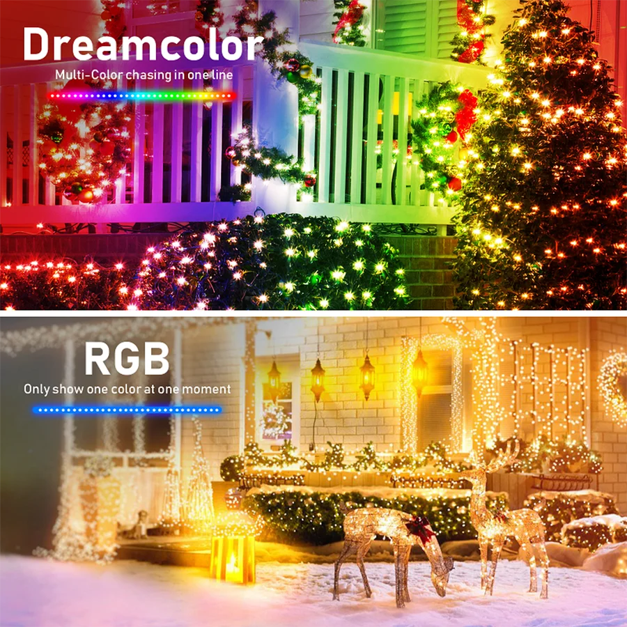 5M 10M Tuya WIFI Christmas String Light Bluetooth App Control Fairy Light RGB Music Sync Garland Light Work With Alexa Google