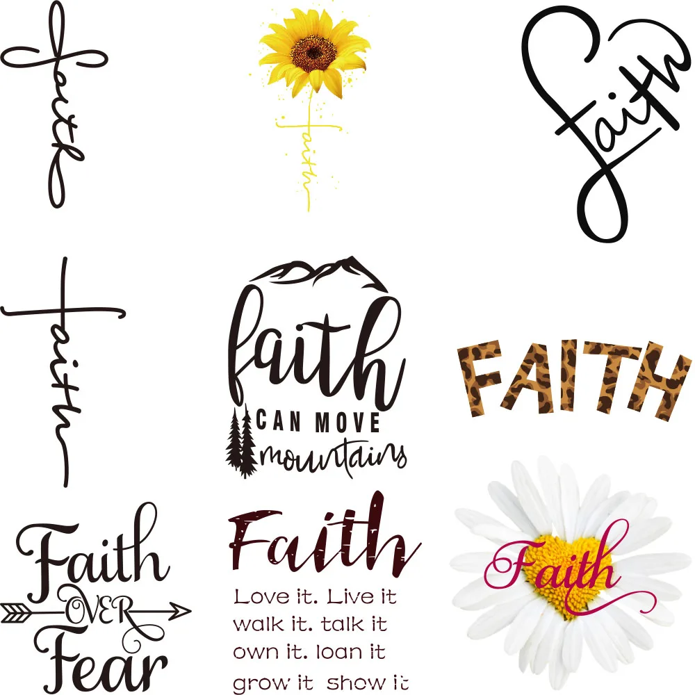 Faith Iron Ons Patch Heat Transfer Stickers Clothes Patch DIY Washable Top Iron on Patches Termoadhesivos Para Ropa Clorhing DIY