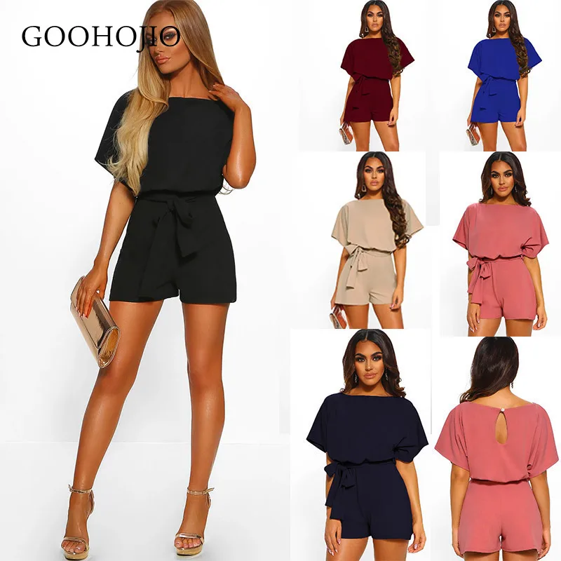 

GOOHOJIO 2021 New Spring Autumn Fashion Solid Color Playsuits Women Casual Playsuits for Ladies Zipper Women High Waist Rompers