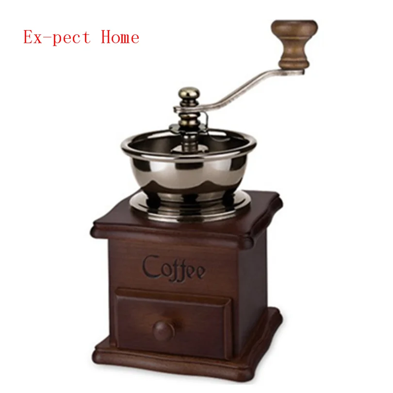 

Classical Wooden Manual Coffee Grinder Hand Stainless Steel Retro Coffee Spice Mini Burr Mill With Ceramic Millston