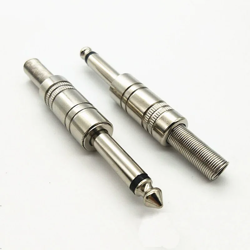 2 pcs 6.5mm Pole mono Metal Plug Connector6.35 Plug & Jack Adapter With Soldering Wire Terminals 6.5mm mono Plug Audio