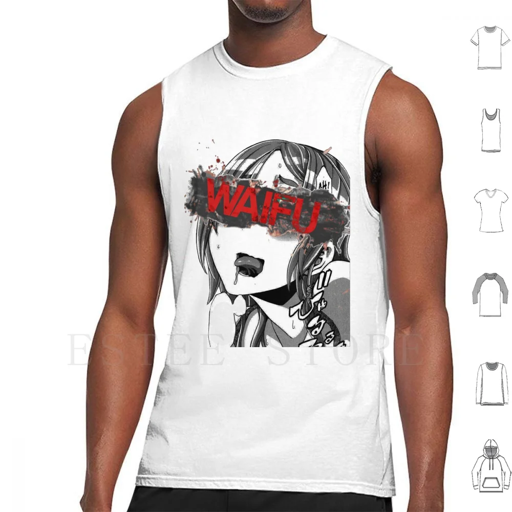 Waifu Red / Black Tank Tops Vest Sleeveless Waifu Anime Sleeve Sexy Hot Face Face Anime Girl Hewntai Ecchi