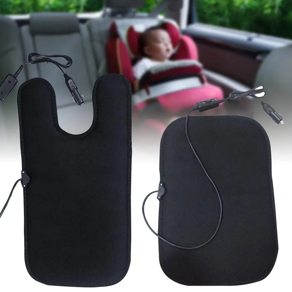 Black 12V Winter Car Baby Heated Seat Cover Safety Heater Heating Cushion Warmer Pad For Children Car Accessories