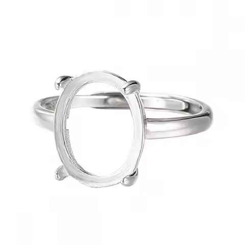 925 Sterling Silver Adjustable Ring Blank for 6X8/8X10/10X12/10X14/12x16/13x18mm Oval Gemstone Ring Cabochon Mounting Setting