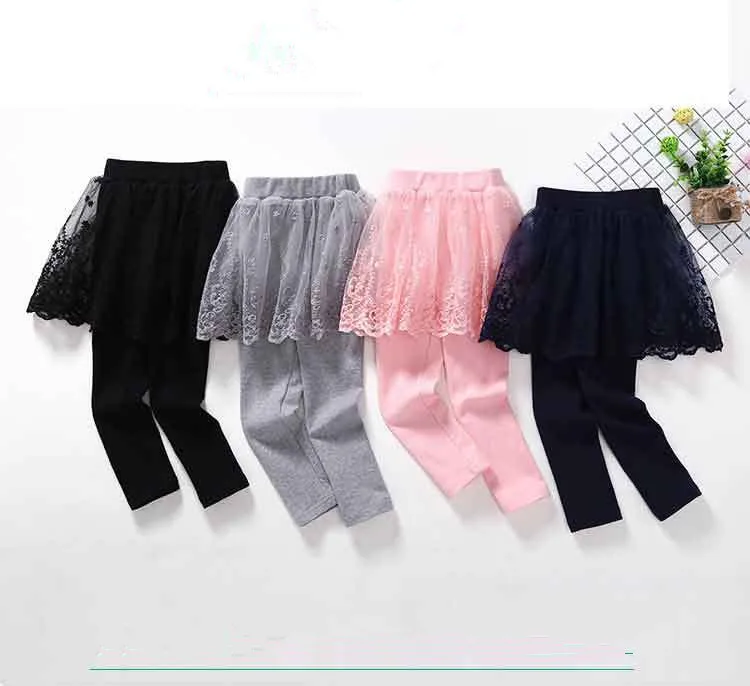 2023 Cotton Baby Girls Leggings Lace Princess Skirt-pants Spring Autumn Children Slim Skirt Trousers for 2-6 Years Kids Clothes