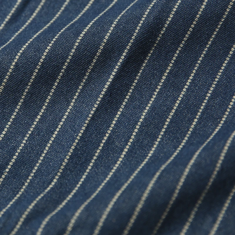 Non Stock Wabash Stripe Work Shirt Vintage Denim Vent Hole WorkShirts For Men
