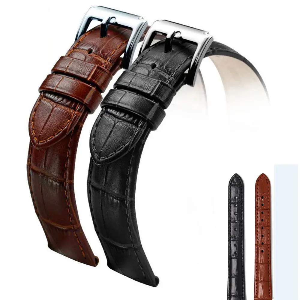 1PC Fashion Genuine Leather Watch Band Strap 16mm 20mm 22mm Soft Sweatband Steel Buckle Vintage Wrist Watchband Sports Belt