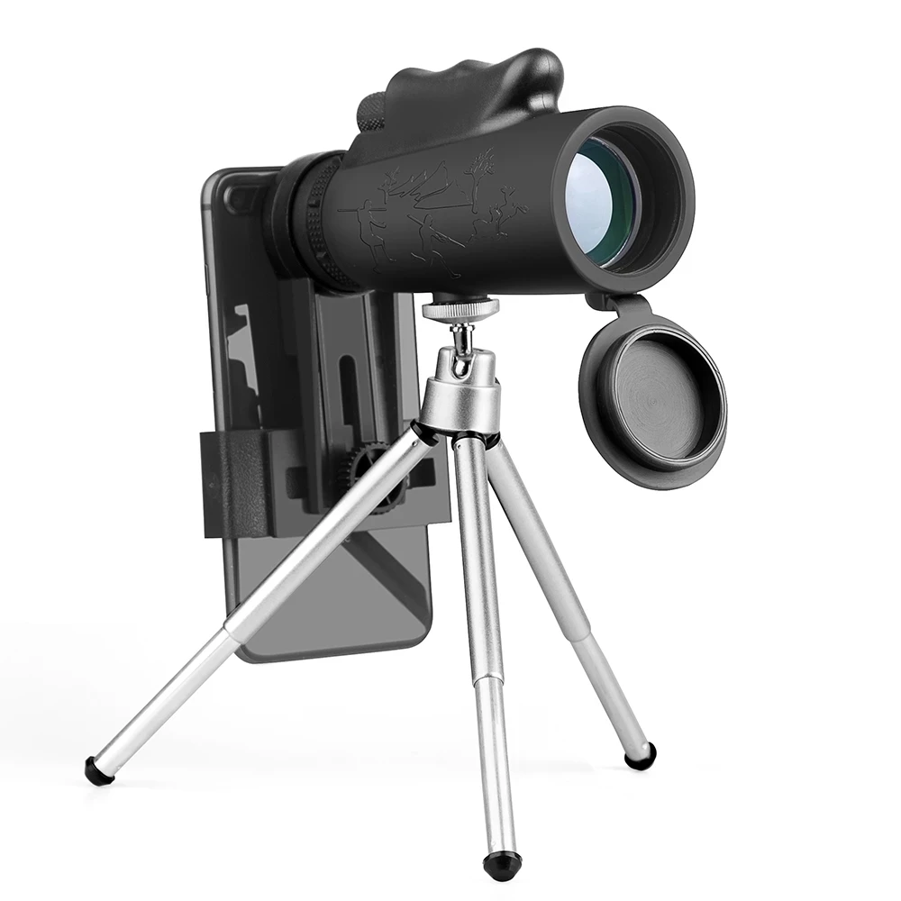 BIJIA HD 10x42 Monocular BAK4 Prism Living Waterproof Telescope for Outdoor Hunting Camping with Phone Clip Tripod