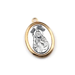 2Pcs Two-Tone San Judas Tadeo Charm Pendants For Jewelry Making Necklace DIY Accessories 30x44.8mm A-561