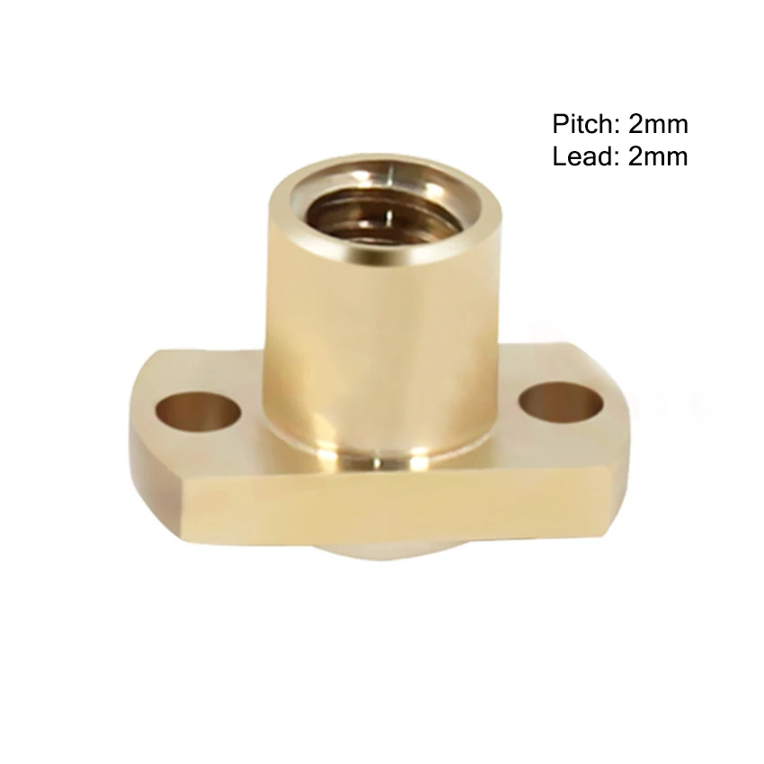 T8 Lead Screw Nut, T- type double Cutting Edge Brass Flange Lead Screw Nut for 3D Printer Accessories, Pitch 2mm Lead 2mm/8mm