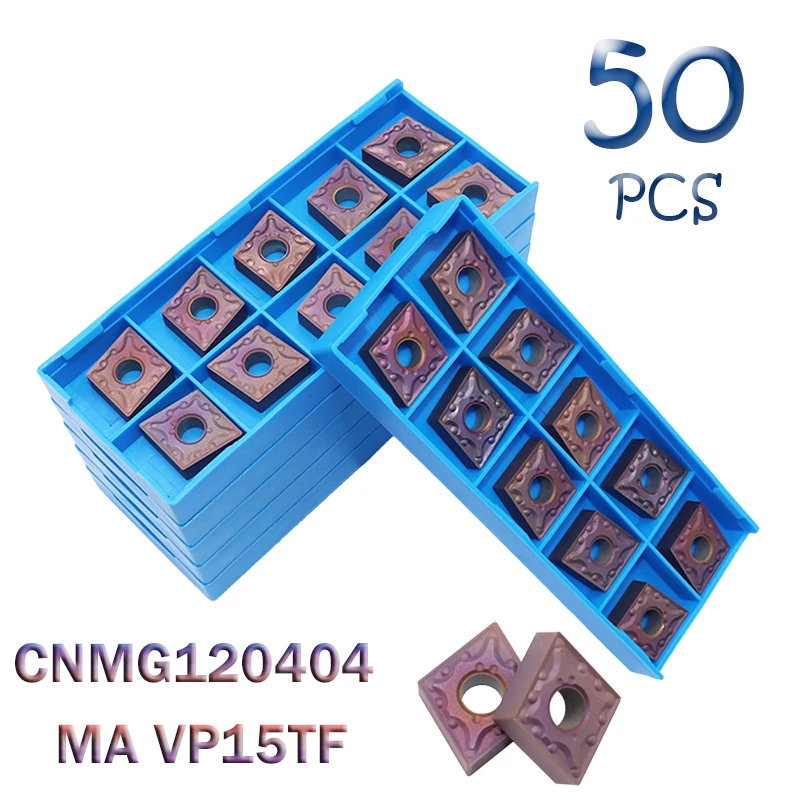 CNMG120404 MA VP15TF 50PCS Carbide Inserts CNMG 120404 Blade External Turning Tool CNC Metal Lathe Parts Tool Cutting Machine