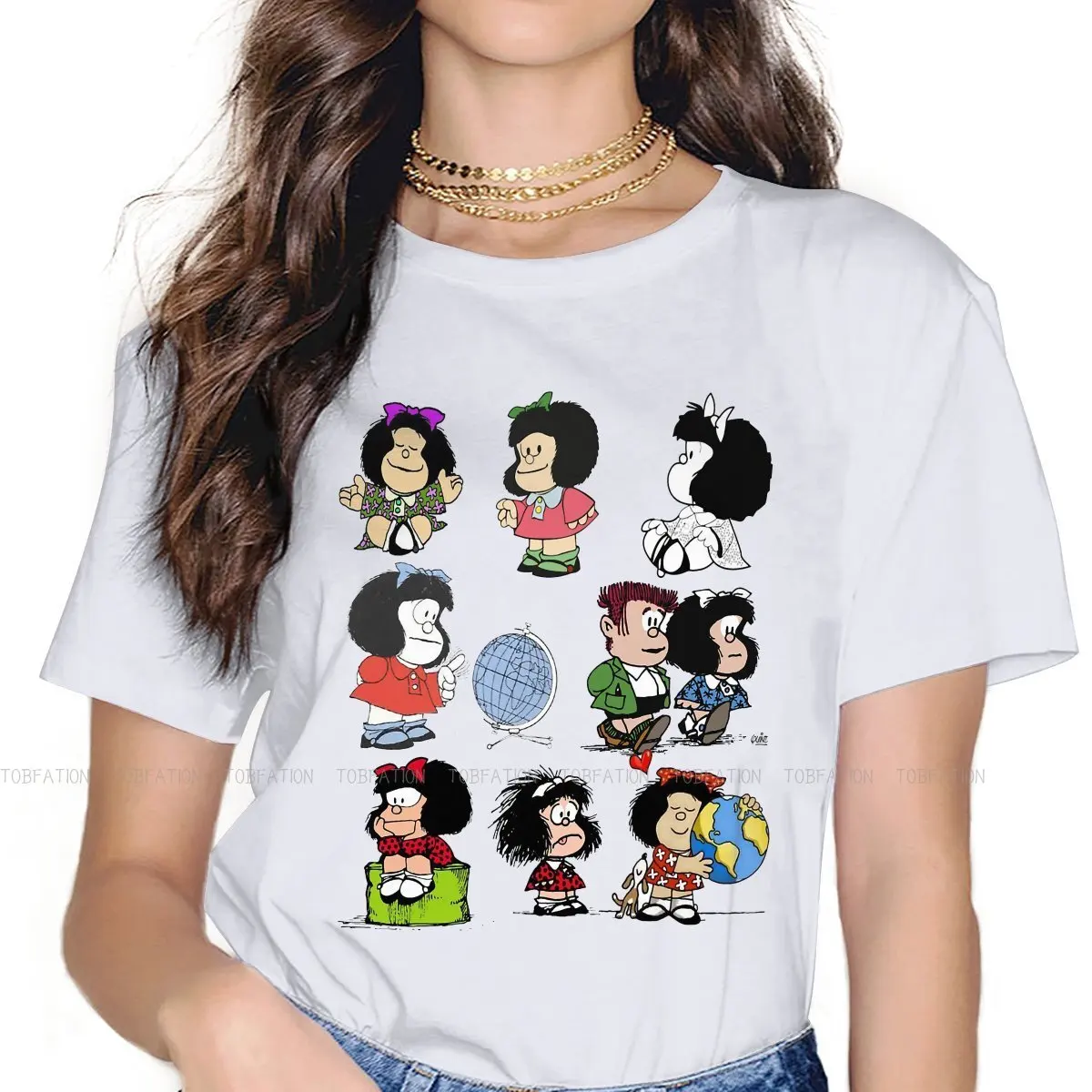 Mafalda Cartoon Women T Shirt Casual Female Tops 4XL Graphic Kawaii Tees Ladies Oversized Tshirt