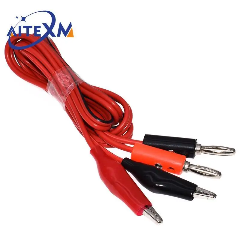 1M Alligator Cilp to AV Banana Plug Test Cable Lead Connector Dual Tester Probe Crocodile Clip for Multimeter Measure Tool