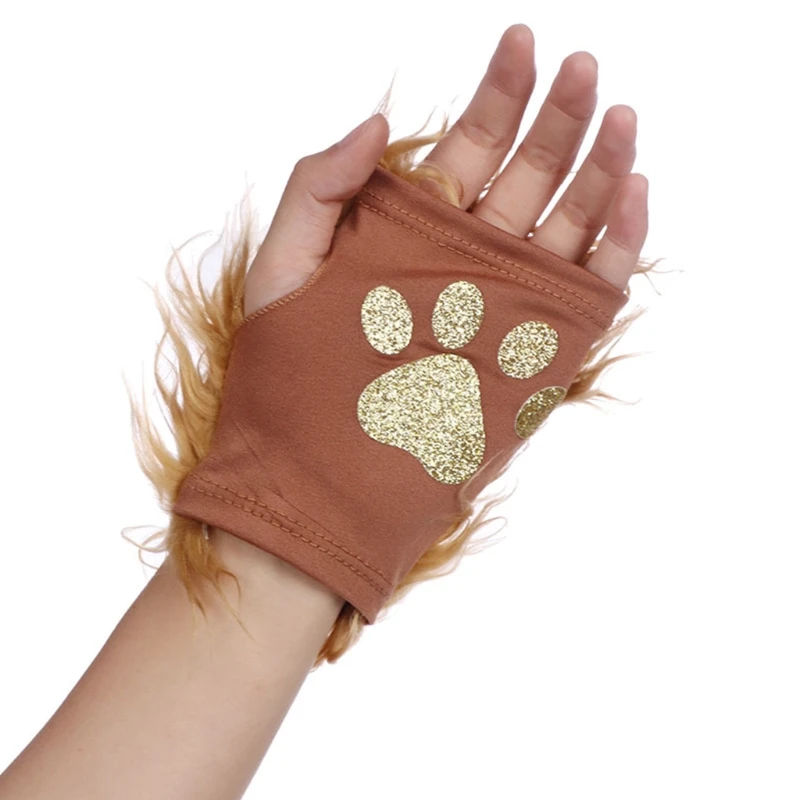 할로윈 의상 사자 플러시 귀 머리띠 꼬리와 발 키트 성인용 사자 핑거리스 의상, 어린이 할로윈 장식