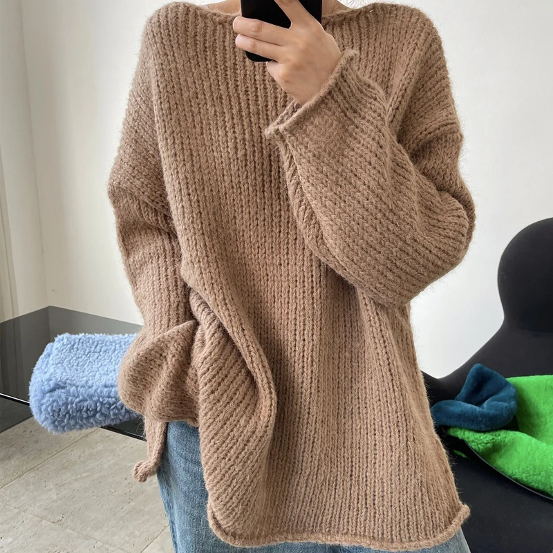 Spring and autumn women\'s casual pure color lazy simple loose sweater