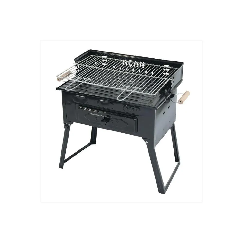 Grill Width 33cm Length 50cm Opening Frame Fish Meatballs Oven Brazier Enameled Body Wooden Handle Additional Drawer