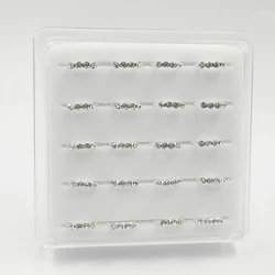 925 Sterling Silver Nose Ring Four Clear Crystal 24 G Hoop Nose Piercings Jewelry 20pcs/pack