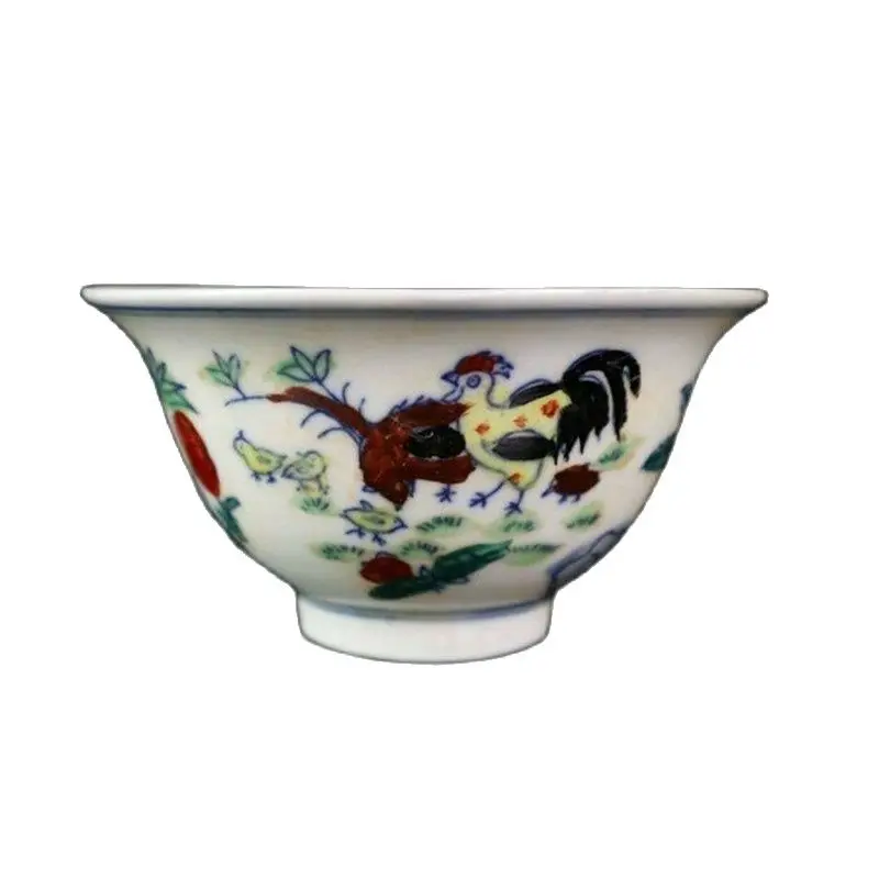 Chinese Old Porcelain Chenghua Dou Cai Chicken Fu Pattern Bowl