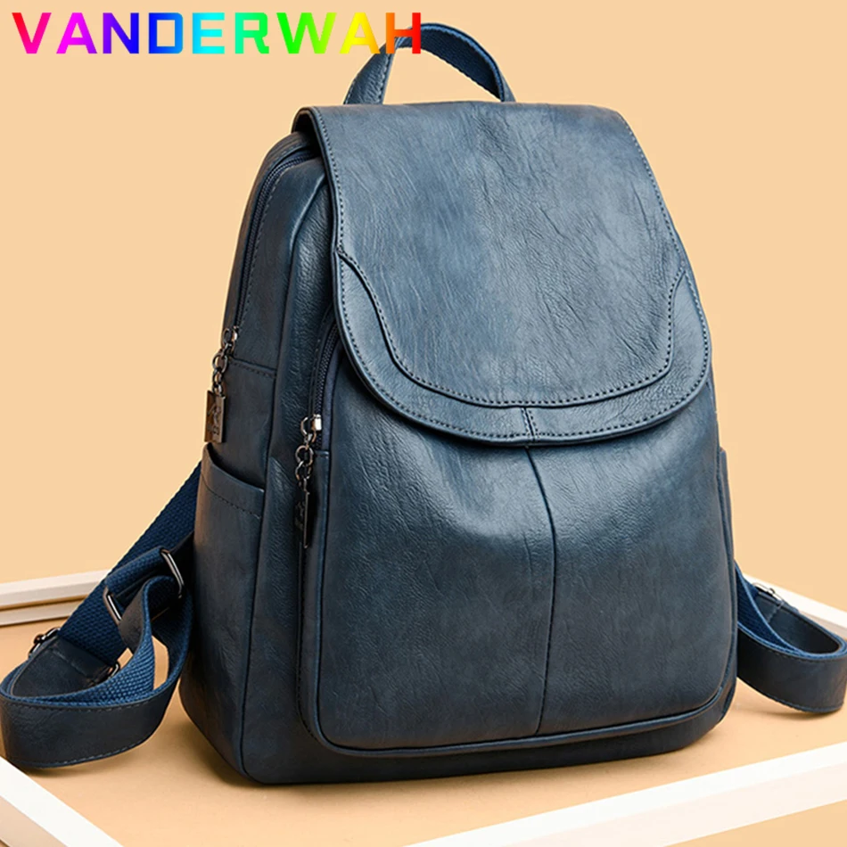 Genuine Women Backpack Leather Fashion Female Shoulder Bag Sac a Dos Ladies Bagpack Mochilas School Bags For Teenage Girls 2023