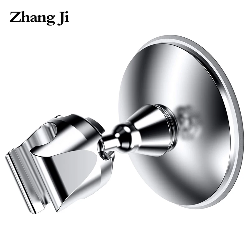 ZhangJi Elegant Design Plastic Bathroom Shower head Holder Chromeplate ABS Suction Cup No Drill removeable Shower Bracket