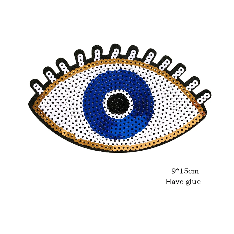 Sequins Patches with Large Eyes, Embroidery Patch, DIY Badge, Iron on Badges, Wholesale Sewing Supplies