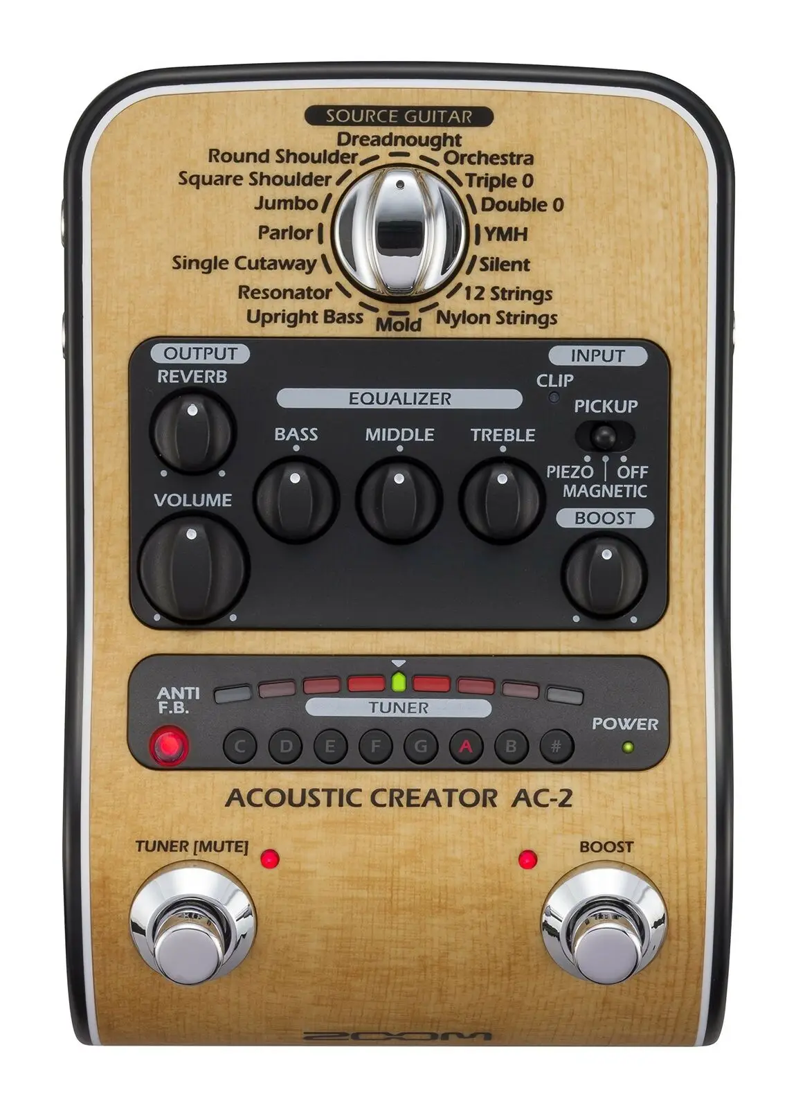 Zoom AC-2 acoustic guitar single effect device, preamplifier, Guitar Effect Pedal