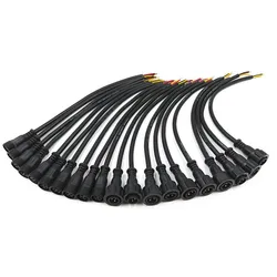 10 Pairs 3 Core-30cm Long Black Pigtail Male and Female Waterproof IP65 13.5mm Connector for LED Smart Pixel Lights