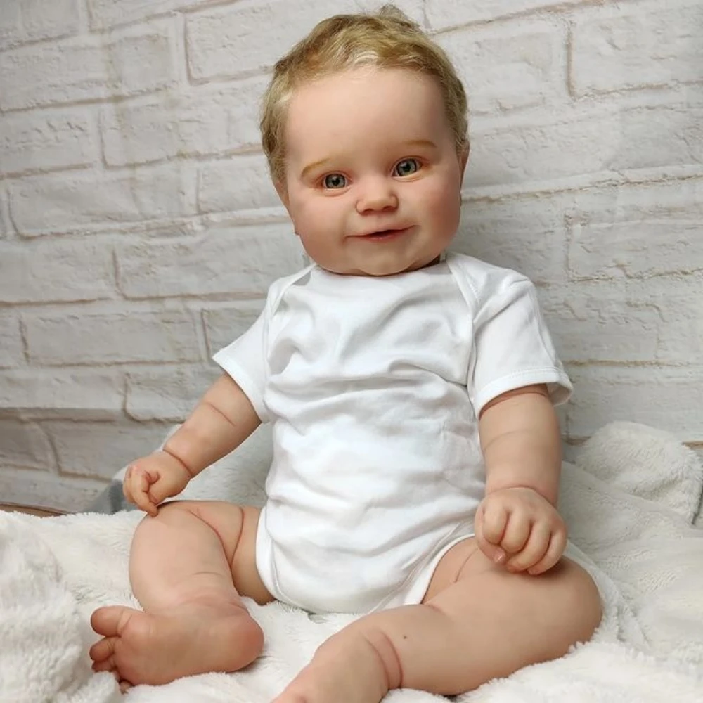 

50/60CM Reborn Maddie in Green Eyes Blonde Hair Boy Doll Soft Cuddly Body Lifelike Baby Doll Paint with Genesis Paint Visible