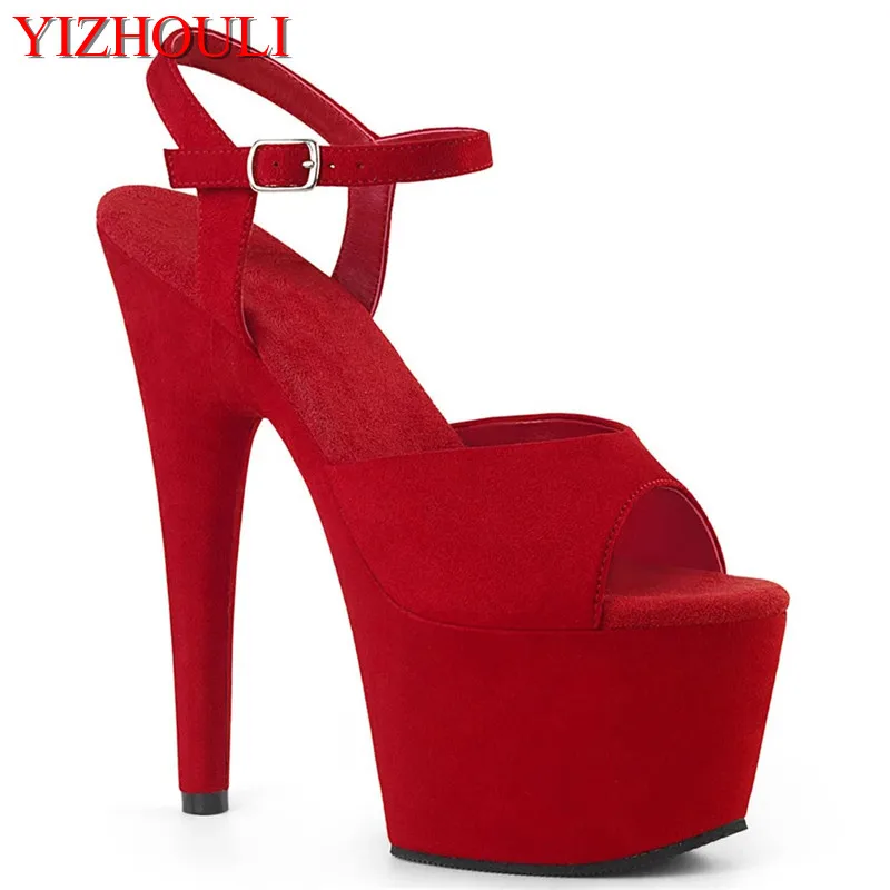 

6 inch, sexy bag heel sandal, suede material 15 cm high heels party model, stage performance pole dance, dancing shoes