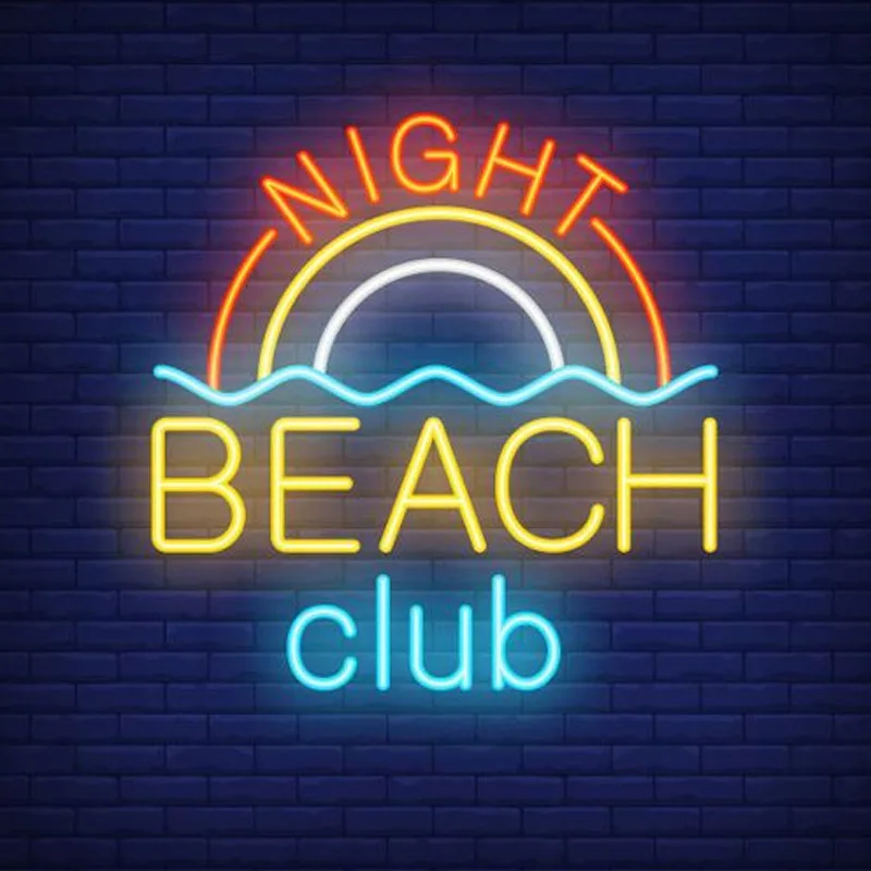 

Neon Sign Night Beach Club Lettering And Rainbow With Wave Neon Wall Signs for wall Pub Hotel Beach Cocktail Recreational Game