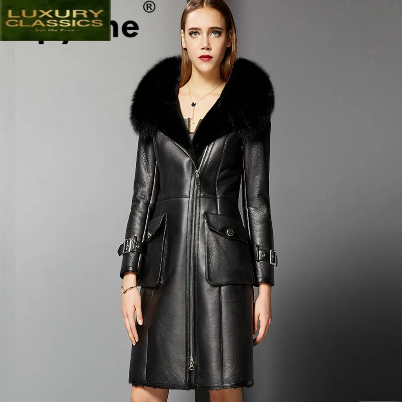 Fur Fox Autumn Winter Collar Natural Real Fur Coat Genuine Leather Jacket Women Clothes 2021 Sheepskin Coat Wool Jacket ZT3157