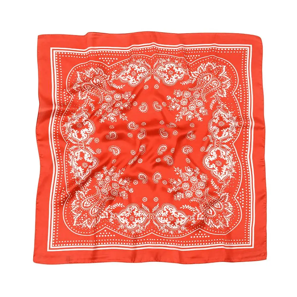 2021 Vintage Bandana Paisley Print Square Scarf Imitated Silk Scarf Chic Retro Headscarf Man/Women Fashion Headwear