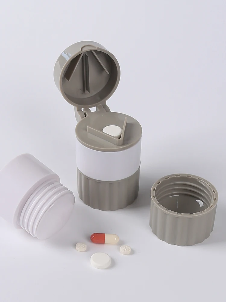 المحمولة 4 طبقة مسحوق اللوحي طاحونة مسحوق قاطعة حبوب الدواء صندوق الفاصل تخزين حبوب منع الحمل كسارة السفر حبة القضية