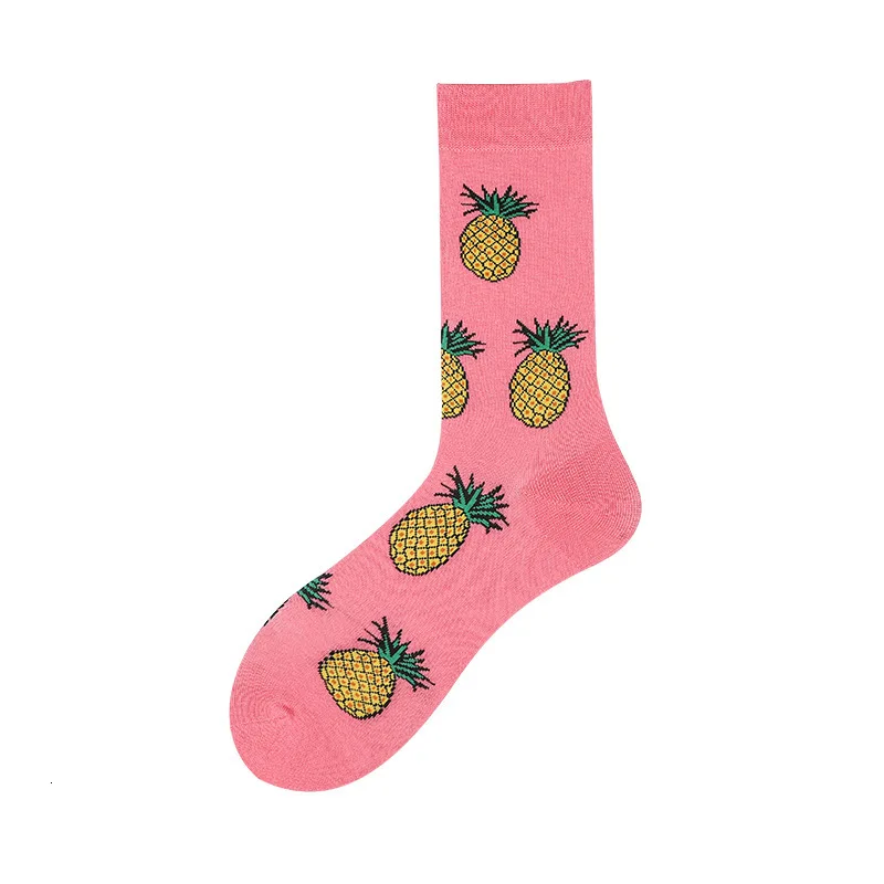 Calcetines divertidos de algodón para hombre, calcetín con diseño de fruta, plátano, piña y brócoli, ideal para regalo de otoño e invierno, 1 par