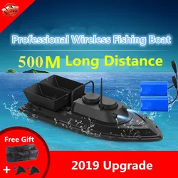 Grande doppia tramoggia Smart Wireless Control RC Bait Boat 2.4G 55CM 500M barca da pesca con esca RC ad alta velocità a doppia luce a lunga distanza