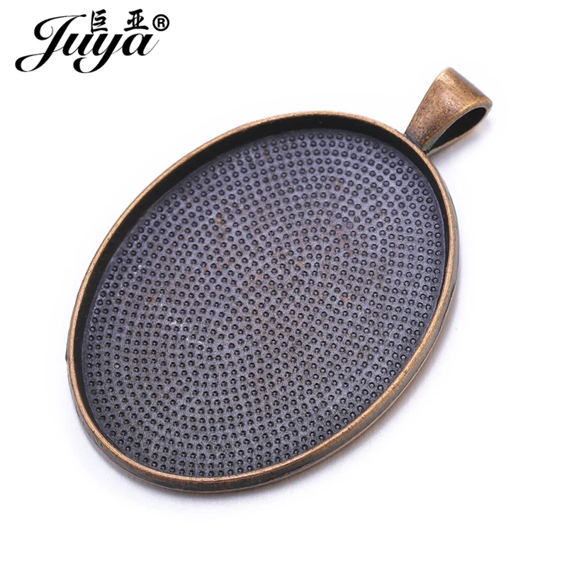 5pcs/lot 40x30mm Oval Cabochon Base Setting Trays For Pendant Necklace DIY Jewelry Making Handmade Accessories Fit 40x30mm Glass