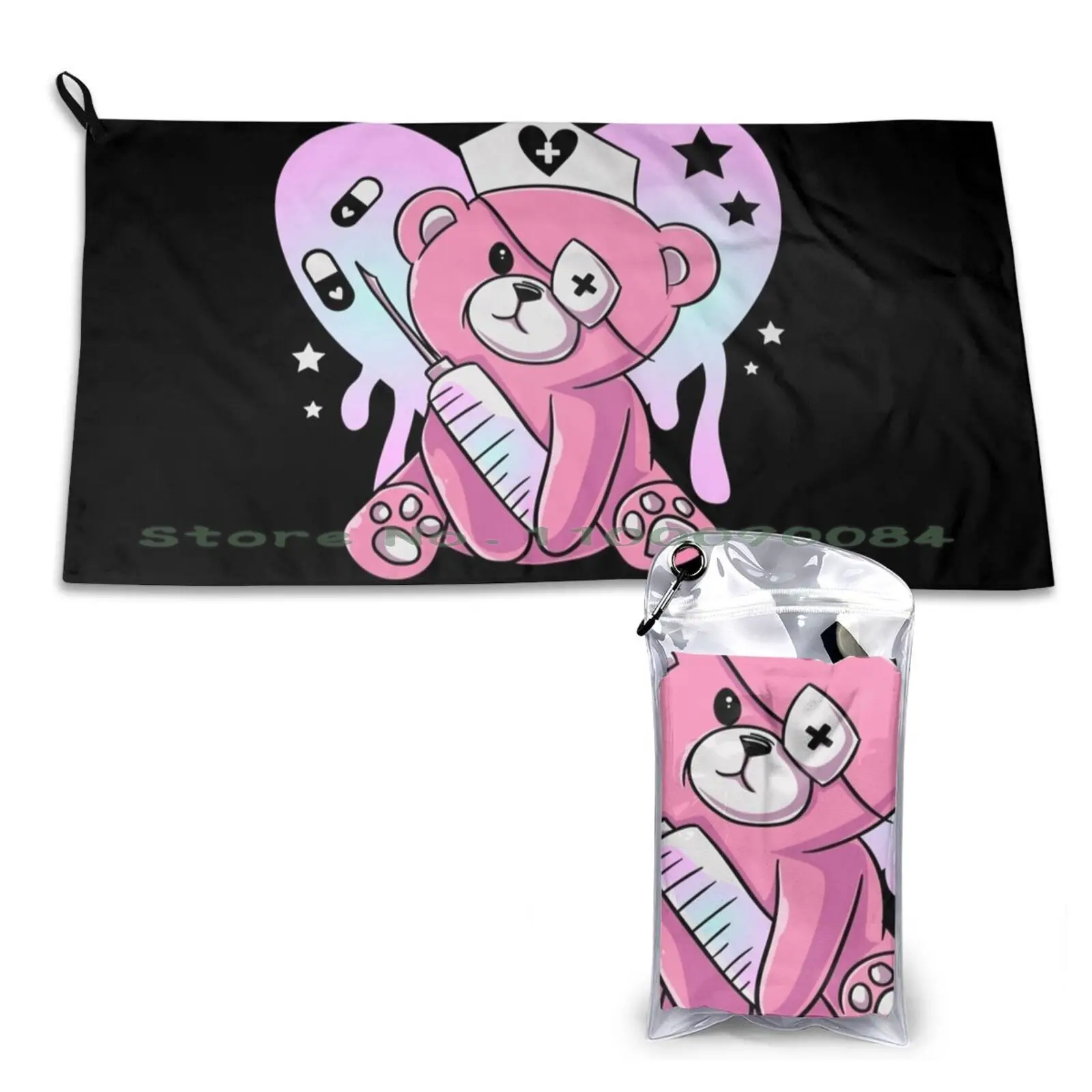 Medic Bear Japanese Pastel Goth Kawaii Teddy Bear Gift Quick Dry Towel Gym Sports Bath Portable Morat Band Simón Vargas Simon