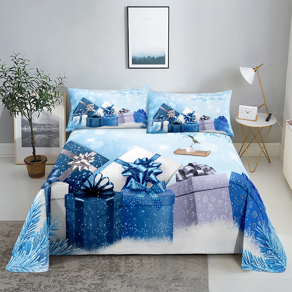 

Blue Gift 0.9/1.2/1.5/1.8/2.0m Digital Printing Polyester Bed Flat Sheet With Pillowcase Print Bedding Set