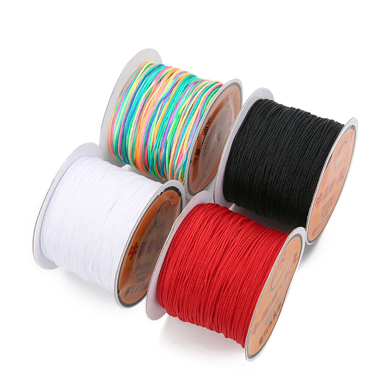 45meters Braided Nylon Cord Thread For Bracelet 0.4 0.6 0.8 1 1.5 mm Chinese Knot Kumihimo Macrame Thread For Diy Jewelry Making