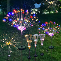 90/120/150LEDs Outdoor Solar Lawn Lamps Fireworks Lights Waterproof Flash String Light for Garden Patio Christmas Holiday Decor