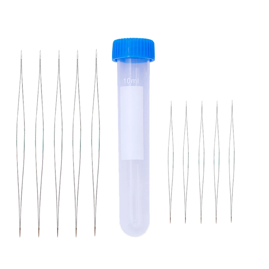 10Pcs 2 Sizes Big Eye Beading Needle Hand Household Sewing DIY Beaded Needles Collapsible Beading Pins Open Needles for Jewelry