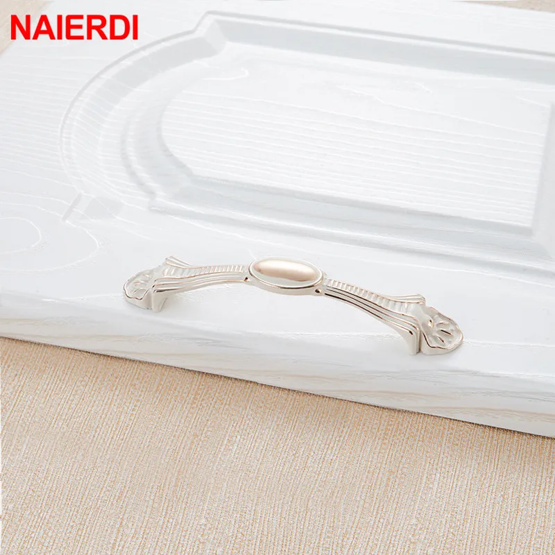 NAIERDI Zinc Aolly Ivory White Cabinet Handles Kitchen Cupboard Door Pulls Drawer Knobs European Fashion Furniture Handle
